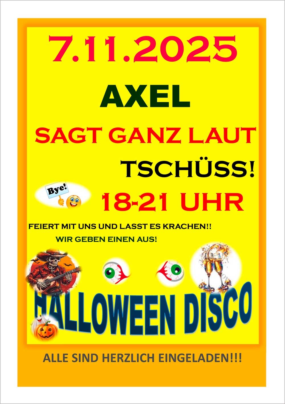 Plakat für die Halloween-Disco 2025